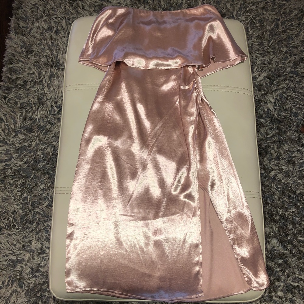 LuLu's rose gold strapless dress